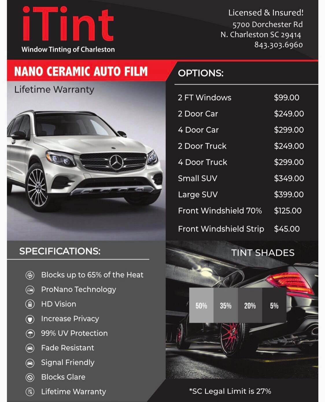 NANO CERAMIC AUTO FILM Itint of Charleston