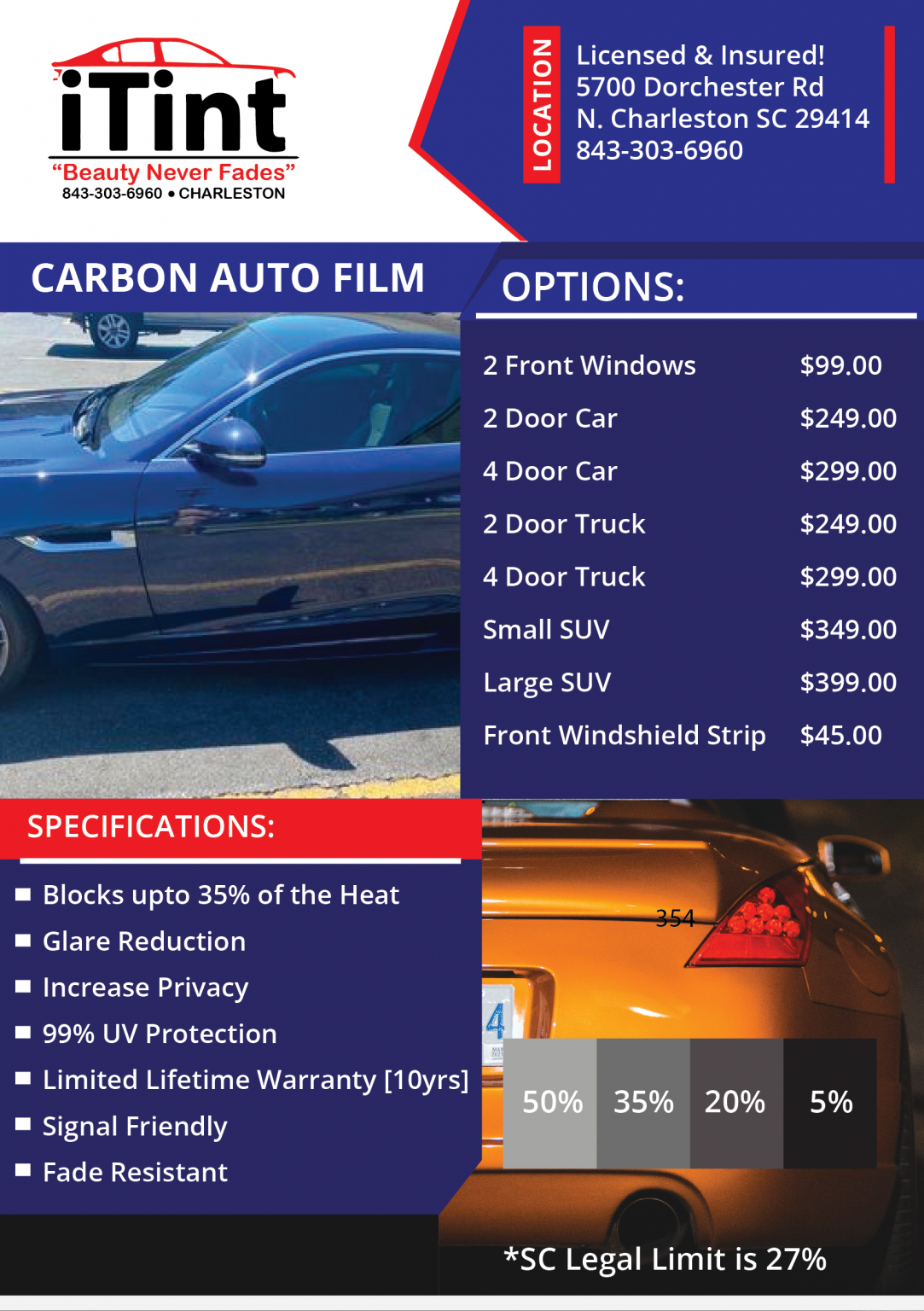CARBON AUTO FILM iTint Charleston