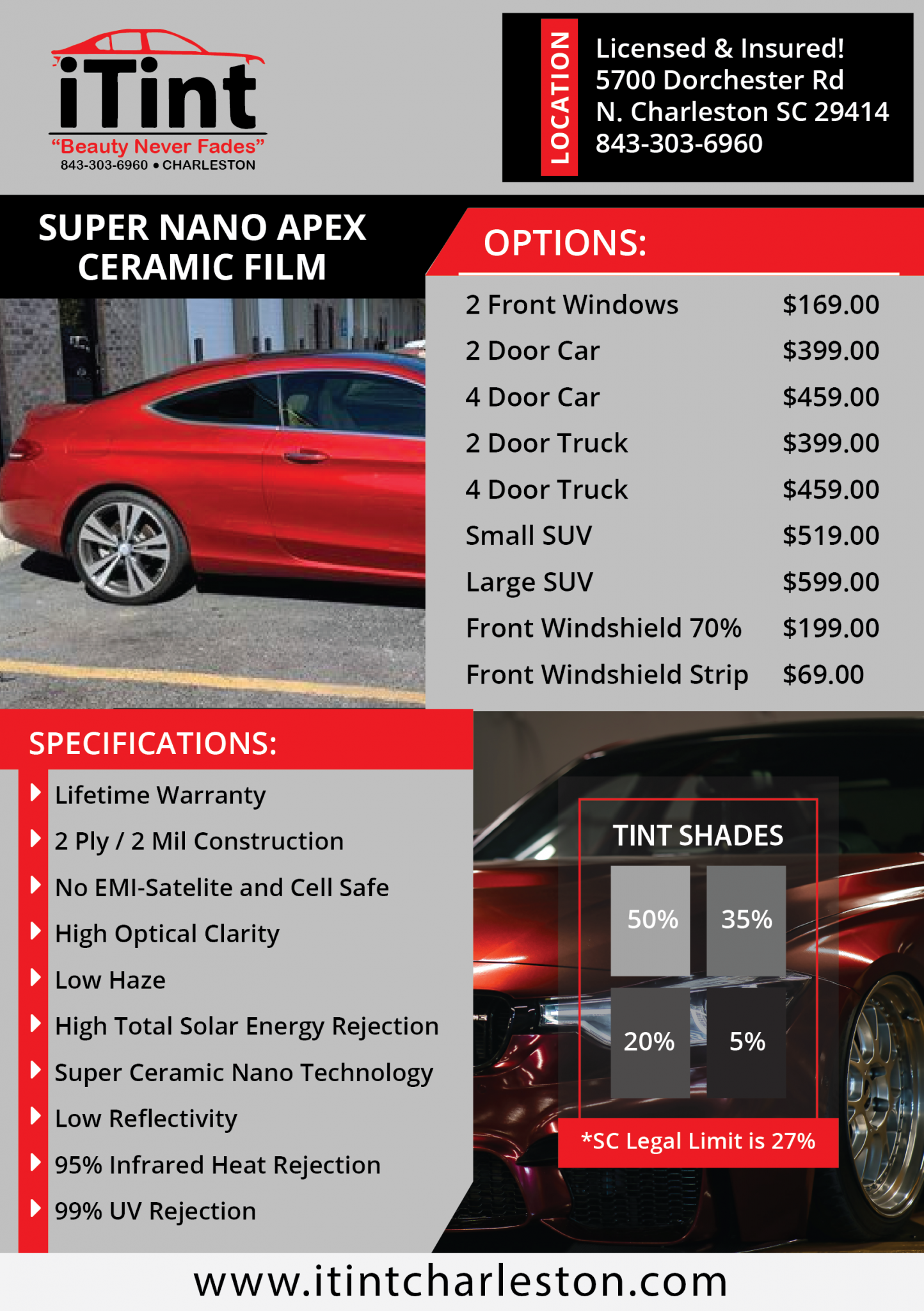 SUPER NANO APEX CERAMIC FILM - iTint Charleston